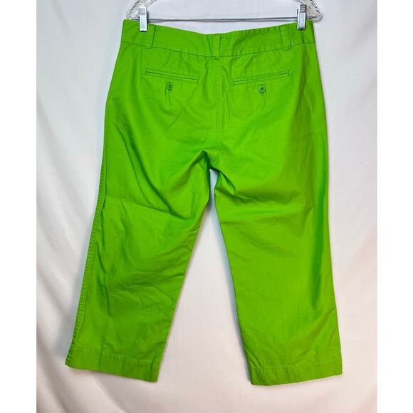 Lilly Pulitzer Green Cropped Chino Vacation Summer Preppy Cruise Pants - Size 10 - Picture 2 of 6